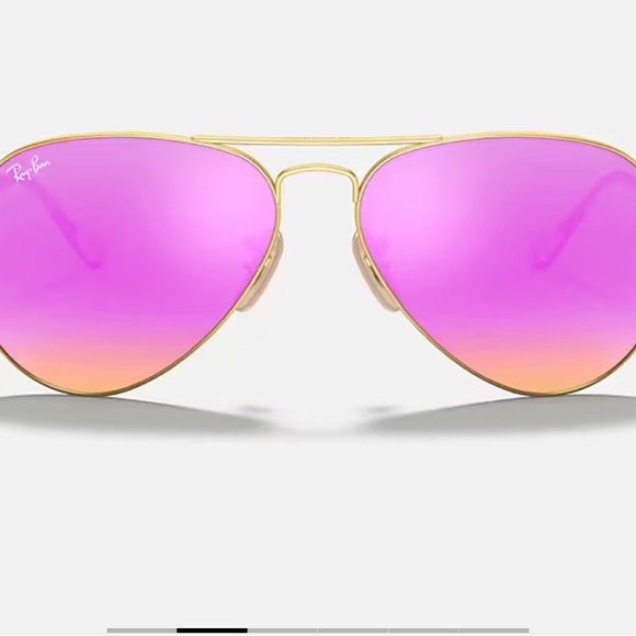 Ray Ban Pink mirrored Aviators - Picture 5 of 8